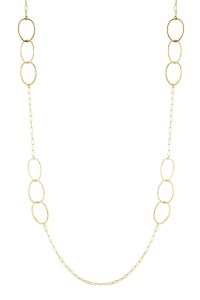 Oval Link Long Necklace - Gold